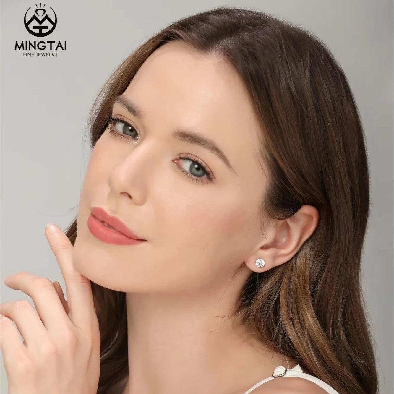 Custom Round Brilliant Cut Screw Back Moissanite Diamond CZ Bridal 14k Gold Earring Wedding for Women