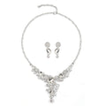Wholesale Trendy Korean Hot Crystal Necklaces Earrings Bride Wedding Fashion Necklace Jewelry Two Piece Set for Woman Girl