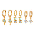 SP Wholesale Cute Fashion Rhinestone Bear Earrings Sets 18K Gold Plated Pink Zircon Heart Stud Earrings Set