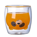 300ml Bear Shape Double Wall Heat Insulation Glass Cup for Tea Coffee Milk