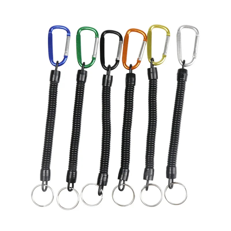 Fishing Lanyard Retractable Elastic Coil Keychain to Prevent Loss of Iron Mountain Buckle Clip Durable Spring Hook Accessory