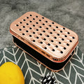 Rose Gold and Gold Stainless Steel Vegetable Cheese Box Grater with Square Ginger Food Storage Container Lid Included