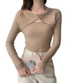 Factory Sell French Knitwear Women's Autumn Hollow-out Fashion Long-sleeve Top Slim Inner Base Shirt Outer Sweater