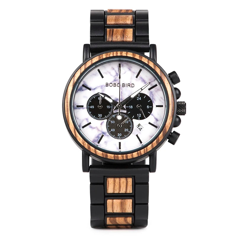 Best Selling Antique Wooden Chronograph Quartz Watch for Men Luminous Wrist Watches with Custom Logo