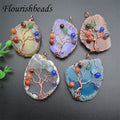 New Design Rose Gold Plated Natural Healing Stone Wire Wrapped Life of Tree Pendant for Jewelry Making Supplies