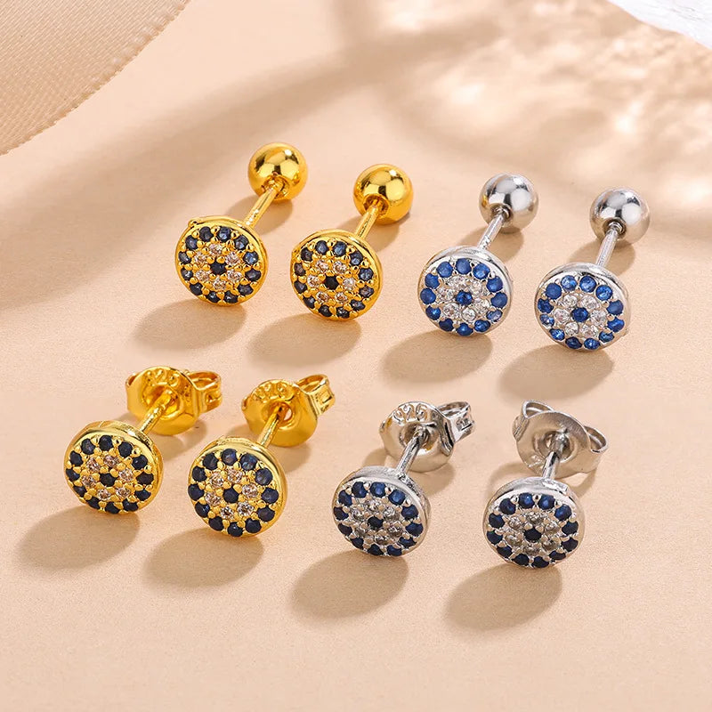 Minimalist Classic Evil Eye Earrings/Rings/Bracelets/Necklaces Copper Micro-pave Zircon Lucky Turkey Jewelry Set