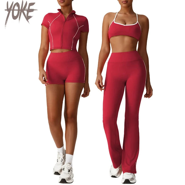 Yoke  2025  Hot  Selling High Waist  with Fashion Line  Design Sports Suit  Fitness No T-line Hip-Lifting Yoga Pants Suit