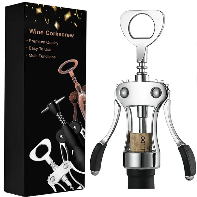 Customized Logo Packaging Modern 4-in-1 Multi-Function Zinc Alloy Wing Corkscrew Wine Bottle Opener