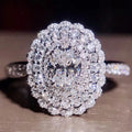 CAOSHI Custom Dainty Oval Design Dazzling Crystal Cubic Zirconia Finger Ring for Women Wedding Engagement Silver Plated CZ Rings