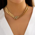 Personality Multi-layer Stackable Necklace Niche Gold Silver Snake Bone Chain Punk Chain Knotted Necklace Gifts for Women