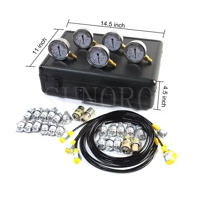 5 Gauges Single Layer Diagnostic Tools Hydraulic Pressure Test Kits for C-ase J-ohn D-eere Ko-matsu Hi-tachi