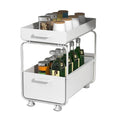 JX-Hot Pull Out Metal Double Tier Iron Multifunction Kitchen Storage Rack Under Sink Organizer Sliding Drawer