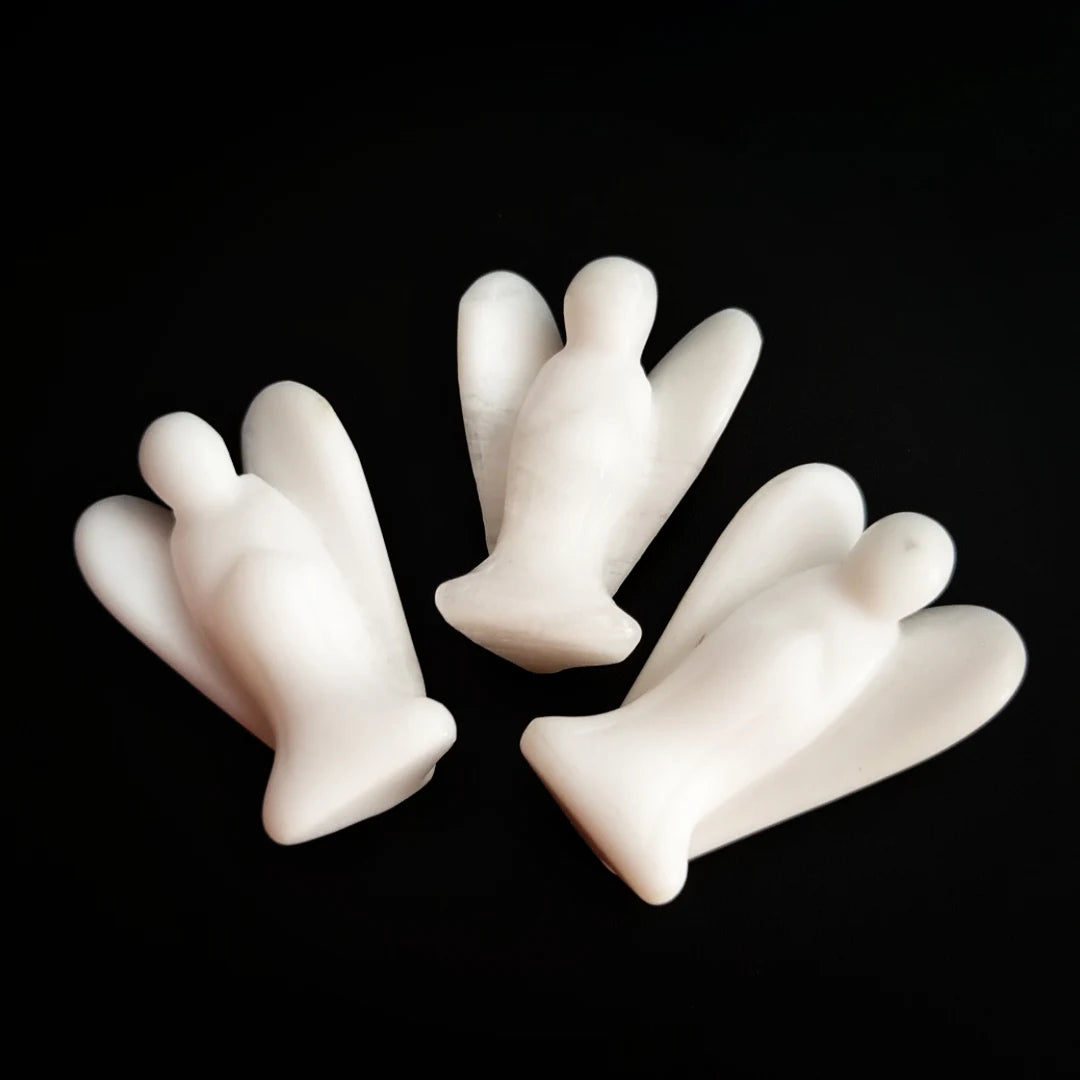 2026 Animal Crystal Craft Palm Angel Wing Large Raw White jade Gemstone Carved Crystal Angel Figurine Quartz Angel Crafts