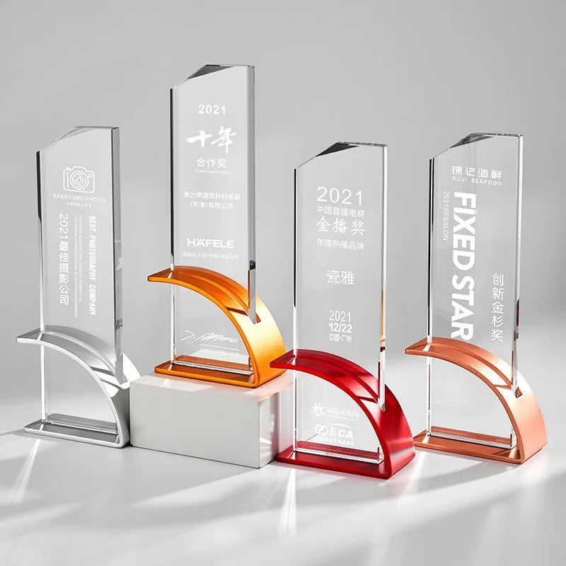 NEW Blank K9 Crystal Trophy 3D Rectangle Crystal Trophy Custom Crystal Sublimation Trophies with Metal Base