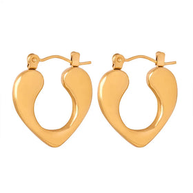 Light Luxury Retro Personalized Heart-Shaped Geometric Earrings Earrings Titanium Steel 18K Gold Niche Accessories