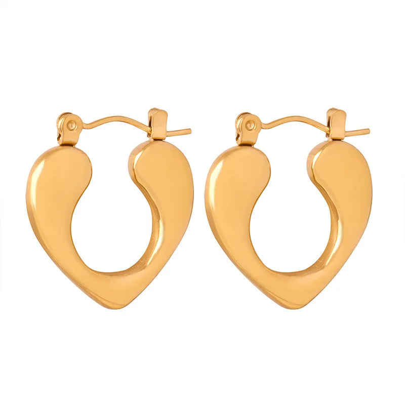 Light Luxury Retro Personalized Heart-Shaped Geometric Earrings Earrings Titanium Steel 18K Gold Niche Accessories
