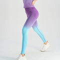 Wholesale High Waist Quick Dry Gradient Fitness Yoga Pants Solid Pattern Exercise Hip Lift Tight Yoga Pants Elastic Waist
