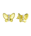 QX Custom OEM 925 Sterling Silver Ins Fine Jewelry 18K Gold Plated Butterfly 8A Cubic Zirconia Stud Earrings Women Luxury