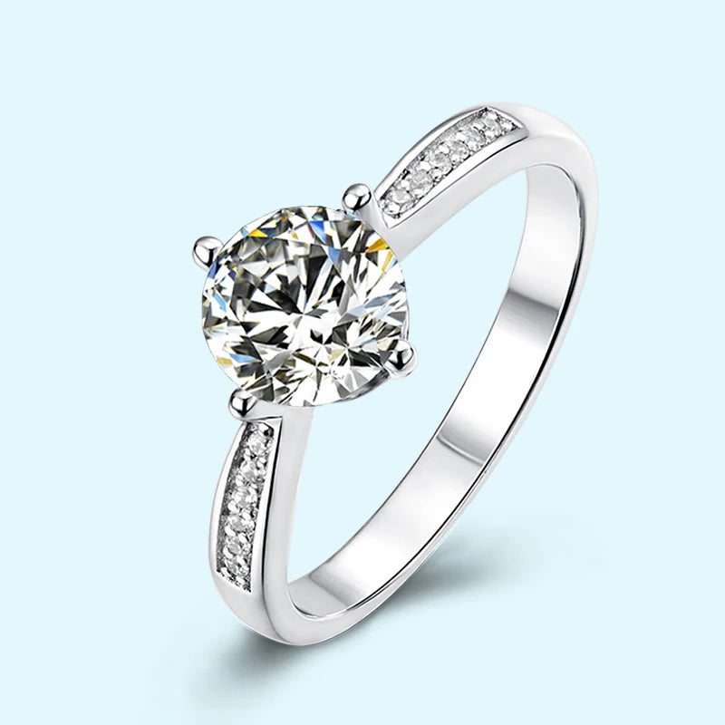 Wholesale Price GRA Certified Moissanite Diamond Ring 925 Sterling Silver 1 Carat Engagement Ring Women