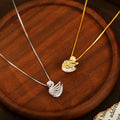 Fashion 925 Sterling Silver Small Swan Diamond Zircon Necklace Jewelry Gold Plated Clavicle Necklace Girlfriend Gift for Women