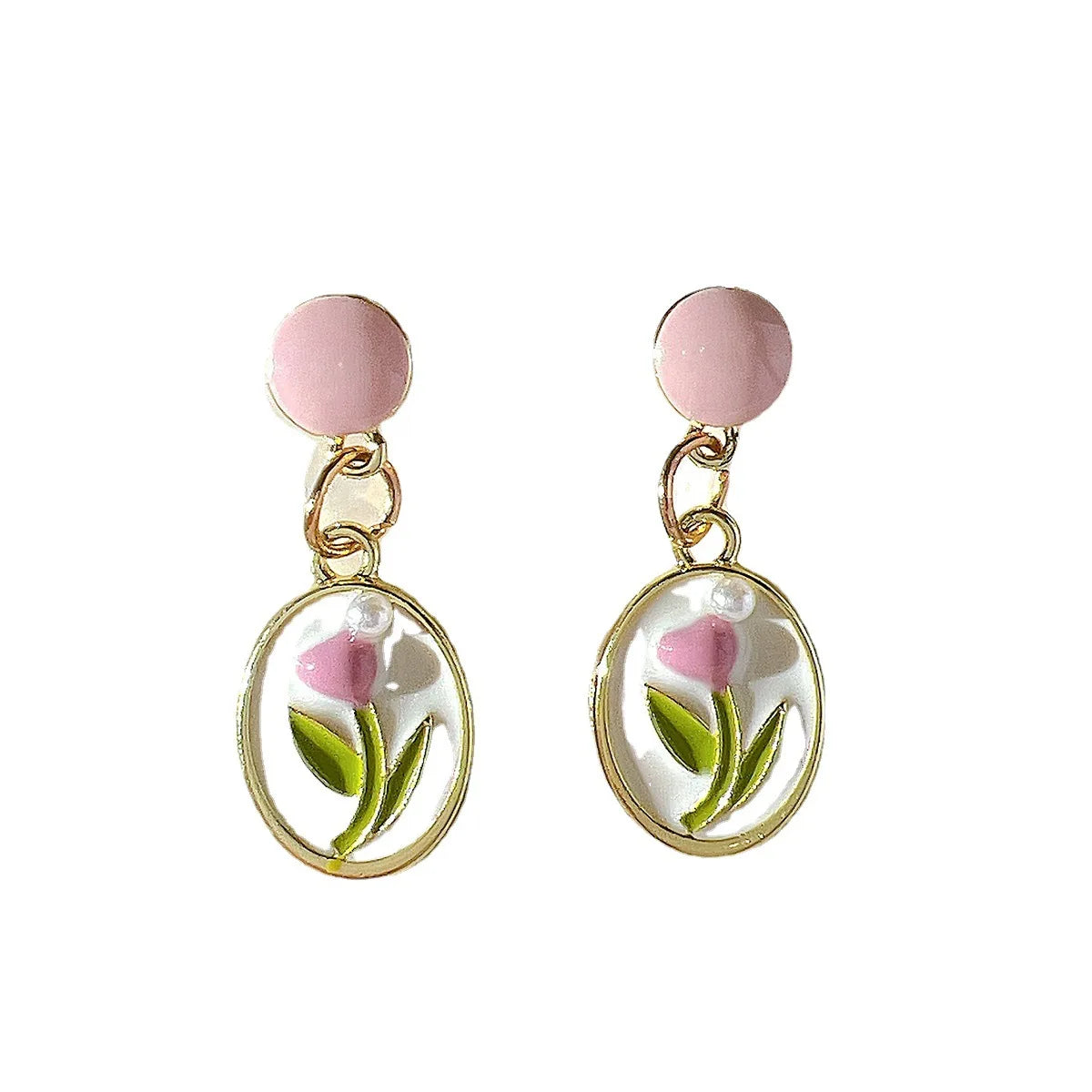 Ins Fashion 2023 Colorful Fruit Pink Flower Eardrops Sweet Earrings Women