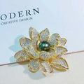 Elegant High Grade Micro Inlaid Rhinestone Pearl Big Flower Women Costume Corsage Broach