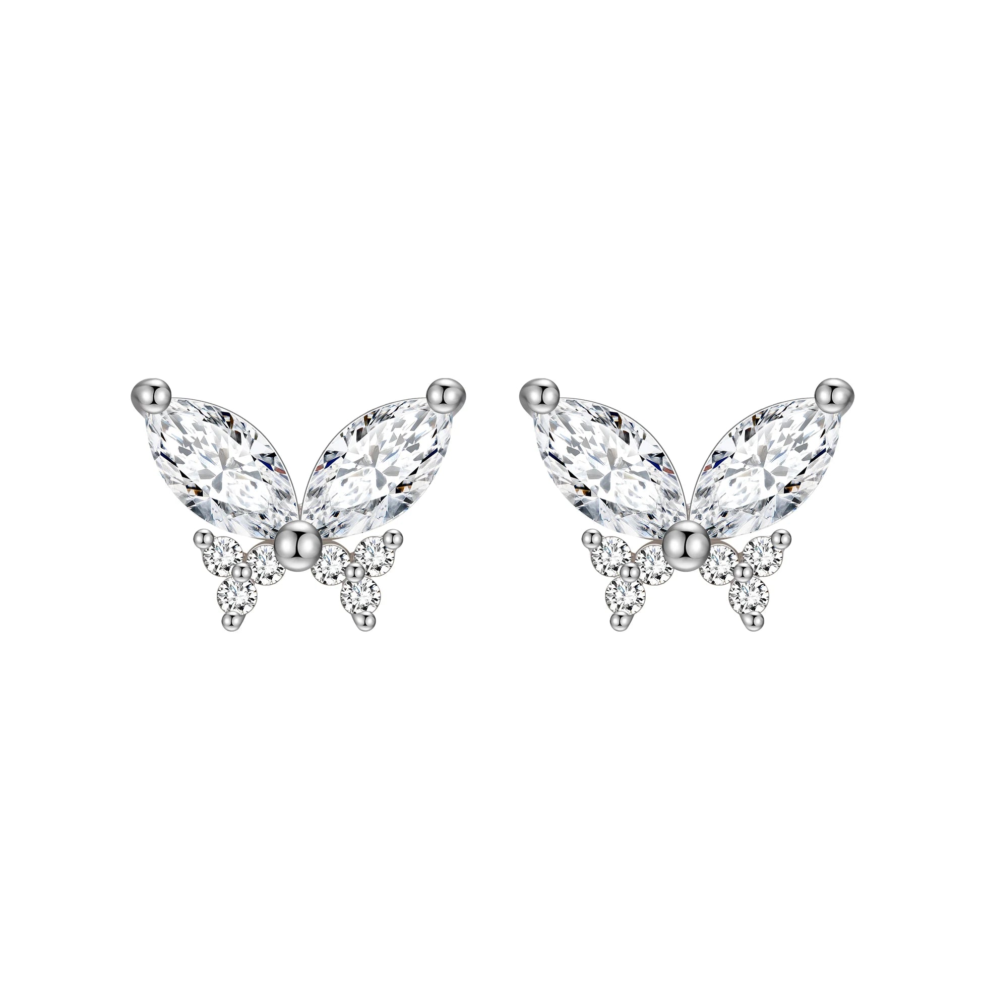 Butterfly Stud Diamond 925 Sterling Silver Tiny pink Purple Gemstone Cz Gold Plated Earrings Set for Women Kids Fine Jewelry