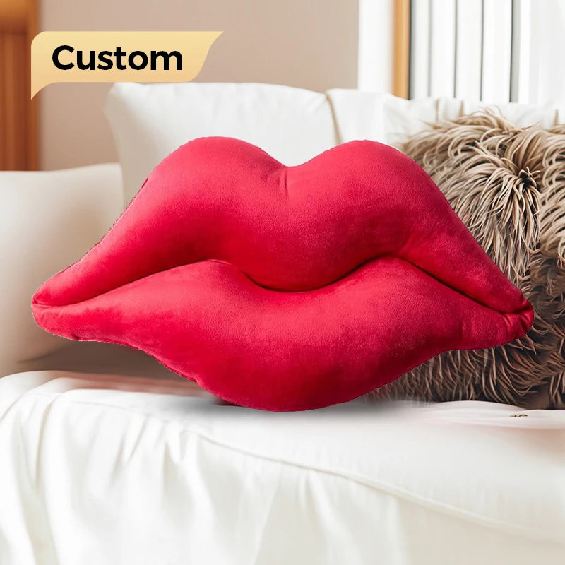 Hot Sale Custom Lip Shaped Velvet Throw Pillow Smooth Soft 3D Knitted Pillow for Bed or Living Room Insert Included