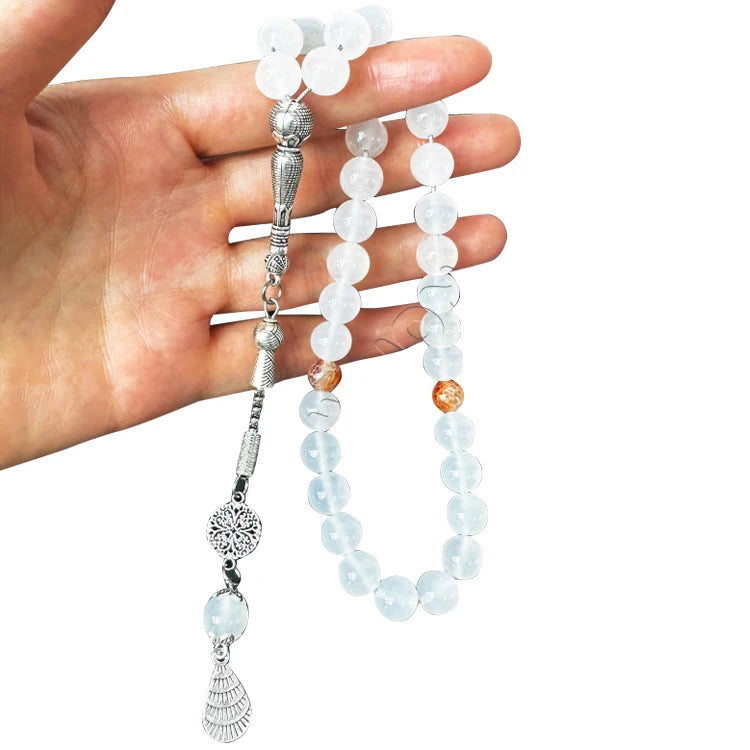 Professional Wholesale Luxury Religious Gold/Silver Plated Greek Agate Muslim Rosary Prayer Beads Tasbih Beaded Bracelet