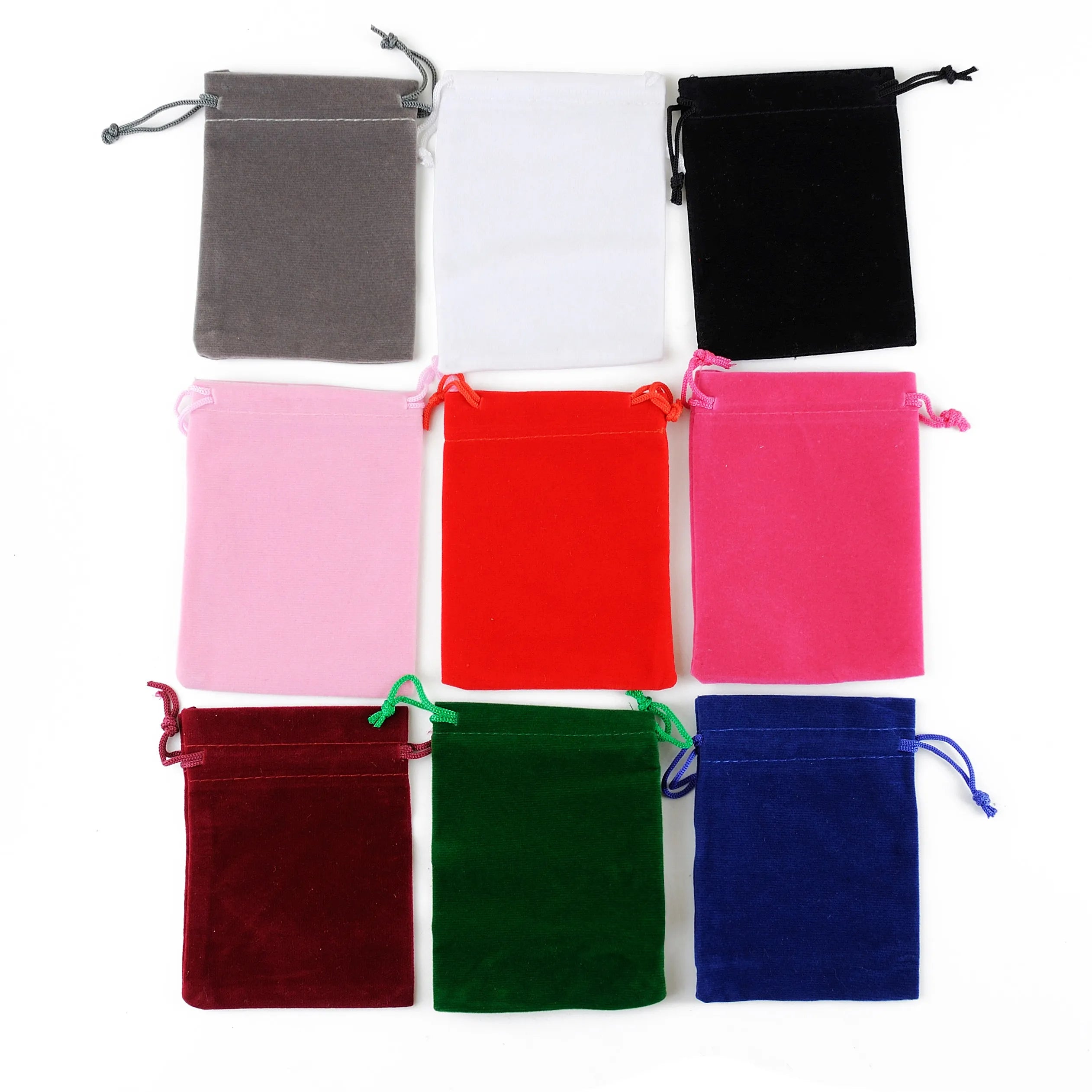 Watch Jewelry Wrapped Velvet Drawstring Pouch Bags Stock Red Assorted 9 Colors 7*9CM Jewelry Packaging Velvet Bags