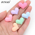 JUNAO 22mm Heart Shape Cabochon Pink Flatback Kawaii Charm Resin DIY Resin Candy Charms Wholesale for Hairclip Keychain