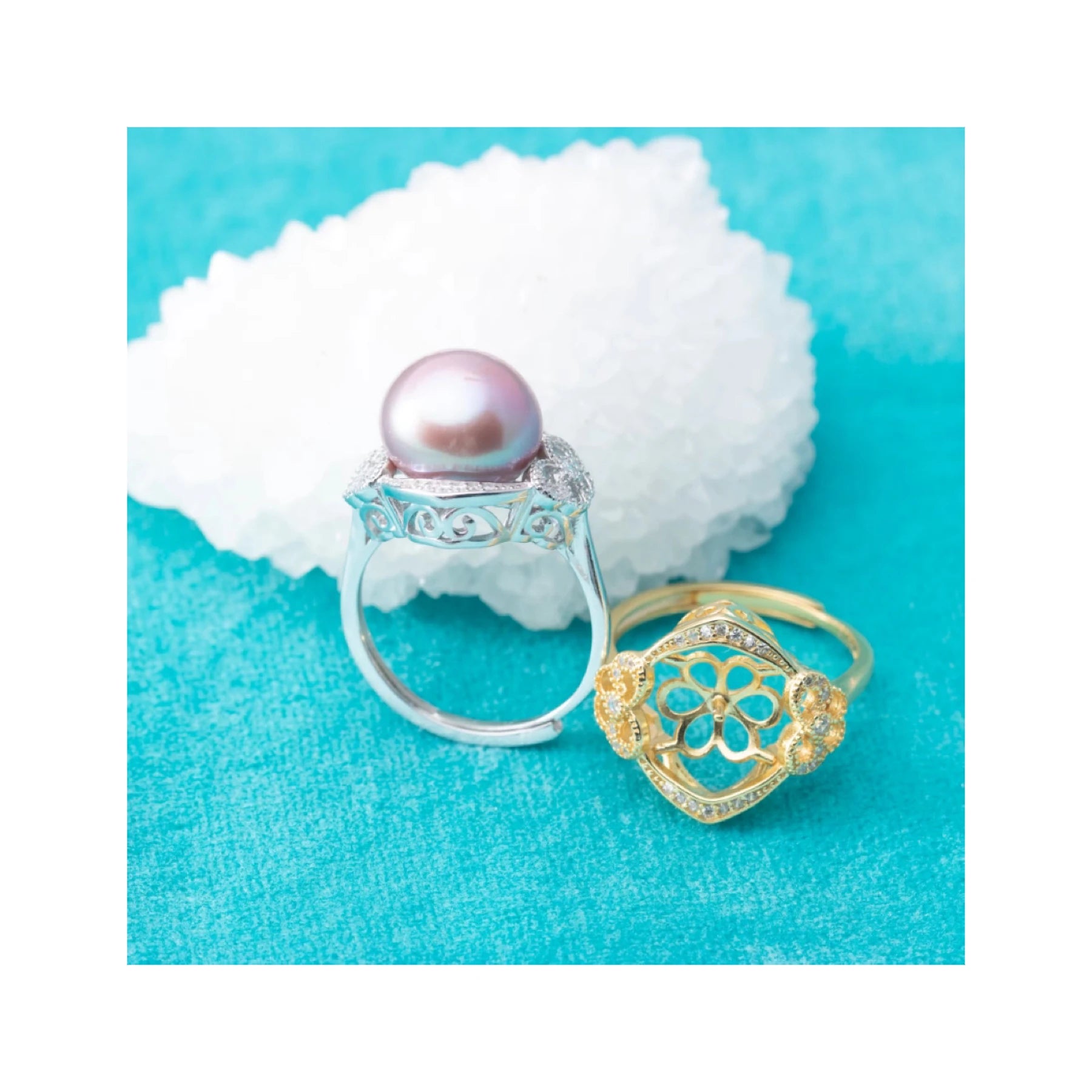 Re010866 DIY 9-11mm Natural Freshwater Pearl Ring Accessory 925 Sterling Silver Adjustable Size Engagement Ring for Women