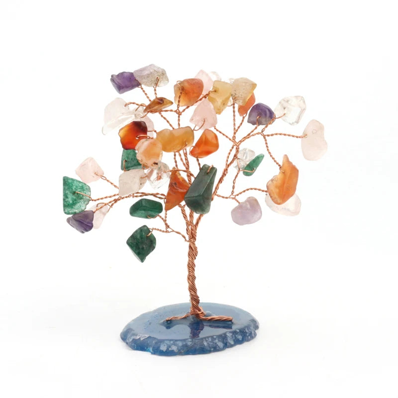 Natural Healing Stones 7 Chakra Christmas Tree Lucky Gemstone Crystal Tree of Life