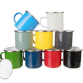 Gift Use Christmas Stainless Steel Camping Mug Coffee Milk Mugs Cups 11 oz 12 oz Sublimation Blank White Enamel Cup with Handle
