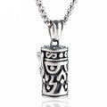 Antique Silver Retrospective Stainless Steel Urn Pendant 18K Gold Plated Zircon Main Stone Men Women Pet Hair Memorial Souvenir