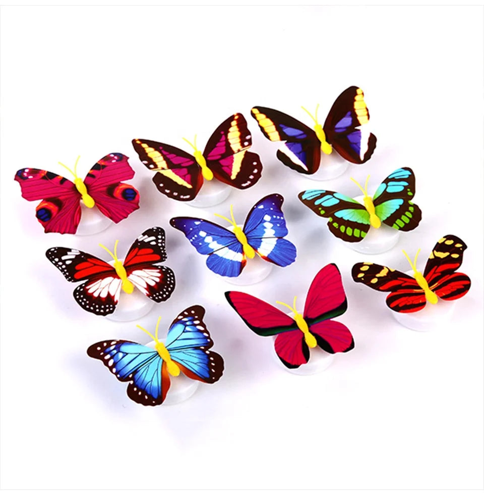 Wholesale Colorful Simulation LED Wall Stickers Luminous butterfly Night Light Children's Toys Bedroom Party Decoration
