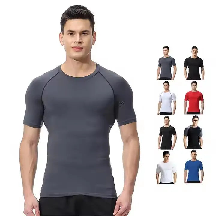 Men Workout Training Clothes T-shirt Running Fitness Short Sleeve Quick Dry Slim Fit Training Shirt