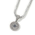 High Quality Gold-Plated Compass Necklace Pendant Brass Chain Men's Jewelry Pave CZ Zircon Diamond Pearl Number Shape Alloy