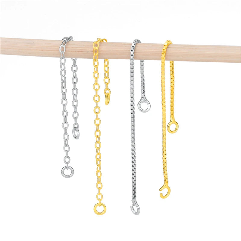S925 Sterling Silver Ear Wire Accessories Double Circle O Word Chain Box Chain Long Earrings Handmade Diy