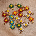 Anti Tarnish Stainless Steel Diy Jewelry Drop Oil 18k Gold Plated Flower Pendant