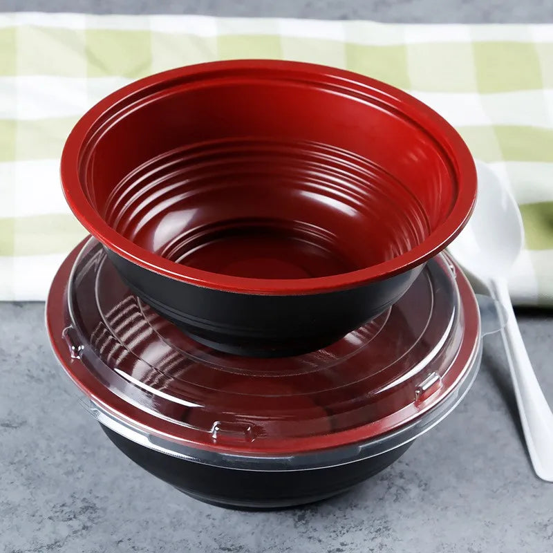 Takeaway Round Ramen Bowl Japanese Noodle Bowl Custom Disposable Rice Salad Soup PP Bowl