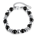 Hot Sale Natural Stone Beads Titanium Stainless Steel Charm Bracelet Chain Men Fashion Punk Jewelry Hand Bracelet & Bangle