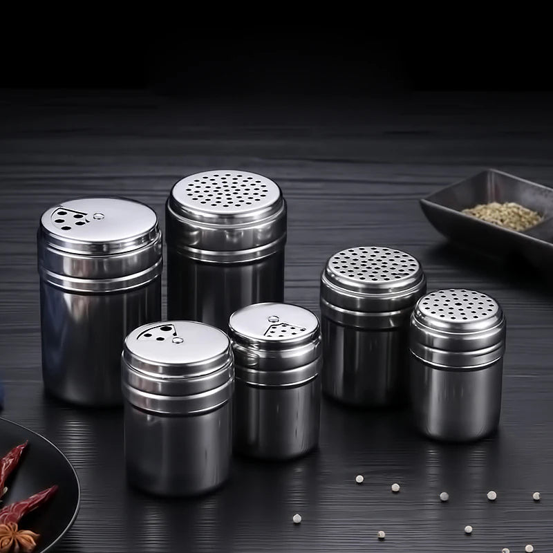 Salt Sugar Bottle Rotating Cover Multi-purpose Stainless Steel 1Pcs Kitchen Gadgets Spice Pepper Shaker Spice Jar Seasoning Can