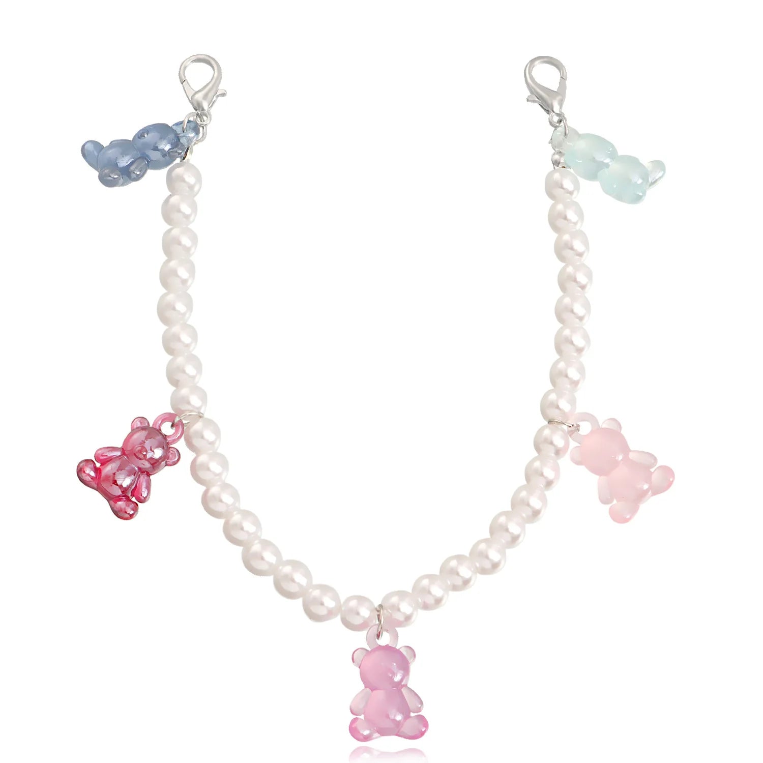 Handmade Cute Candy Color Bear Charm Shoe Chain Chic Imitation Pearl Sneaker Shoe Chain Charms Unique Gift for Women Girls