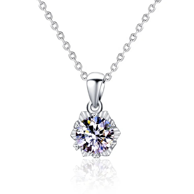 XMZ003 NEW Charm Jewelry 1 Carat 925 Silver Snowflake Moissanite Flower Necklace Pendant Jewelry Gift for Women Girls Wholesale