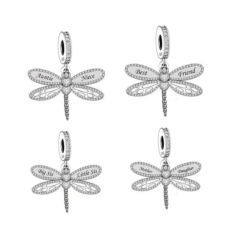 Fit Original Pan Charms Bracelet 925 Sterling Silver Family Dragonfly Bead for Women Jewelry Making