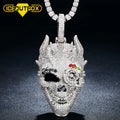 Bling Hip Hop Jewelry White Gold Plated Brass AAAAA CZ Diamond Skull Head Necklace Mens Iced Out Pendant
