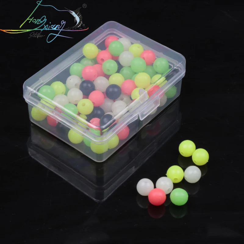 100pcs / Bag Fishing Buoy Beads Luminous Plastic Ball Fishing Bait Night Fishing Accessories MegaBDM