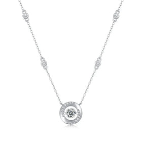 Fine Jewelry Grade D 0.5 CT Moissanite Diamond Jewelry 925 Sterling Silver Simple Moissanite Pendant Necklace Women