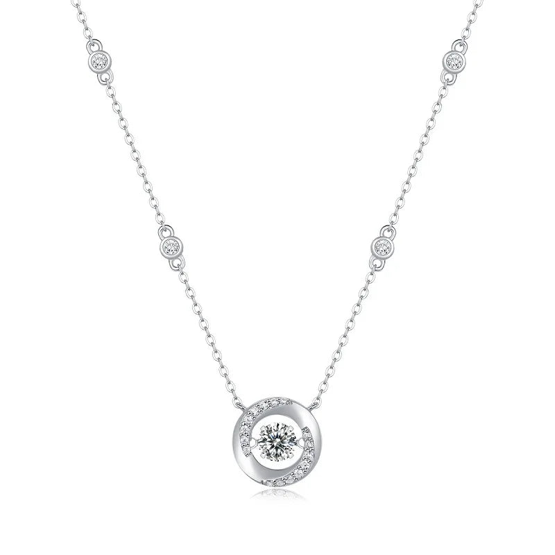 Fine Jewelry Grade D 0.5 CT Moissanite Diamond Jewelry 925 Sterling Silver Simple Moissanite Pendant Necklace Women